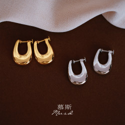 【小胖丁】慕斯無痛耳夾丨銀色高級感極簡金屬金色螺旋無耳洞耳飾