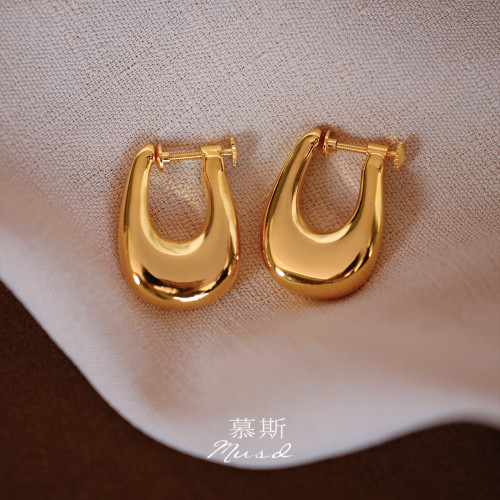 【小胖丁】慕斯無痛耳夾丨銀色高級感極簡金屬金色螺旋無耳洞耳飾