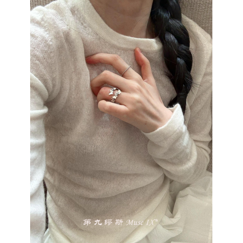 【第九繆斯】兩隻裝！冷淡風銀色拉絲戒指小衆設計高級感極簡指環