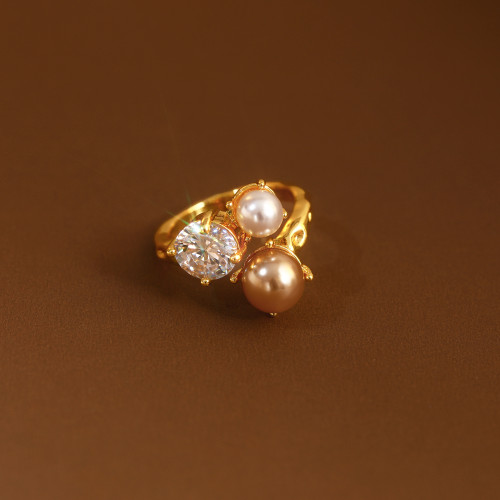 金色珍珠開口戒指女士輕奢高級感食指戒小衆設計指環巨好看的尾戒 金色珍珠開口戒指女士輕奢高級感食指戒小衆設計指環巨好看的尾戒