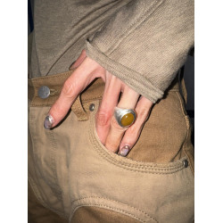 【尋光】老錢風做舊設計橢圓蛋面戒指簡約風個性獨特高級感食指戒