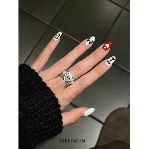 CieloGlim精緻蝴蝶星芒愛心寬版戒指珍珠滴油開口食指戒配飾禮物