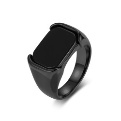 大號13號男戒光面黑色寶石鈦鋼戒指男個性氣質時尚ring不鏽鋼飾品