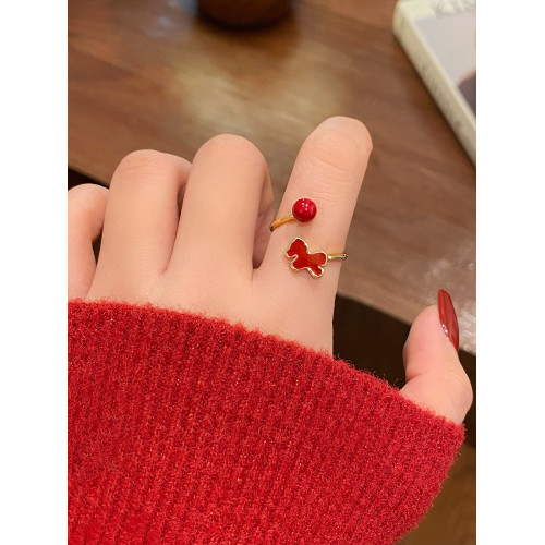 新年小馬紅色開口戒指女2026新款爆款小衆設計食指環輕奢高級感 新年小馬紅色開口戒指女2026新款爆款小衆設計食指環輕奢高級感