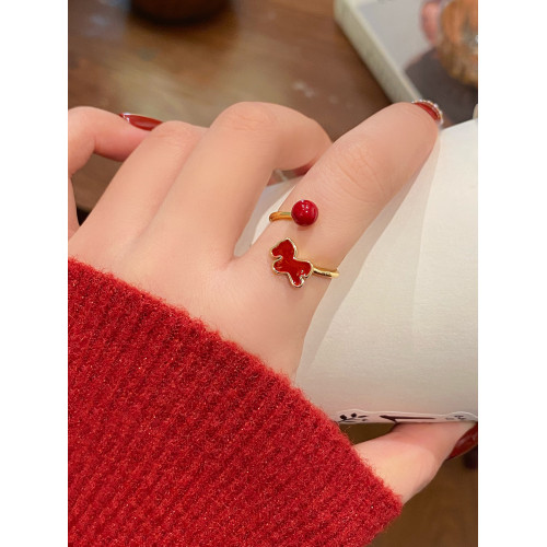 新年小馬紅色開口戒指女2026新款爆款小衆設計食指環輕奢高級感 新年小馬紅色開口戒指女2026新款爆款小衆設計食指環輕奢高級感