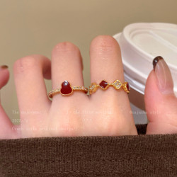 新中式紅色葫蘆戒指女款小衆設計感開口食指戒獨特新年高級感指環