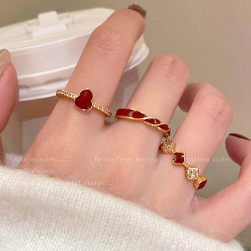 新中式紅色葫蘆戒指女款小衆設計感開口食指戒獨特新年高級感指環