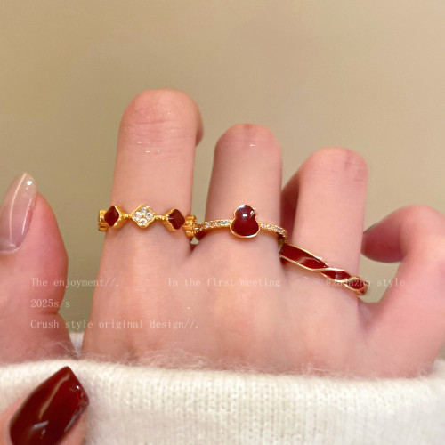 新中式紅色葫蘆戒指女款小衆設計感開口食指戒獨特新年高級感指環