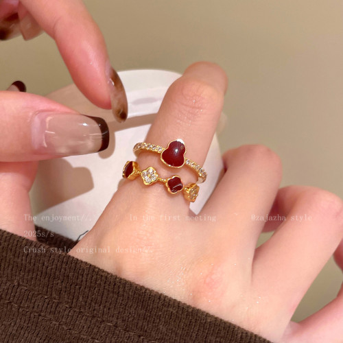 新中式紅色葫蘆戒指女款小衆設計感開口食指戒獨特新年高級感指環