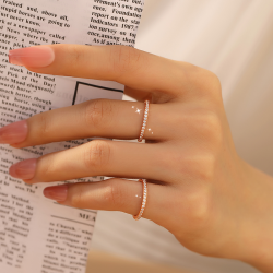 細版20鑽戒指細碎鑽排鑽尾戒小指女曡戴不掉色小衆設計輕奢高級感