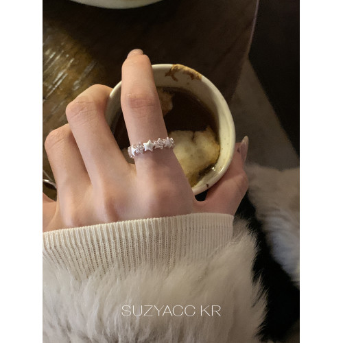 【新品限時2件88折】1.7 20點手工拉絲閃鑽星星戒指