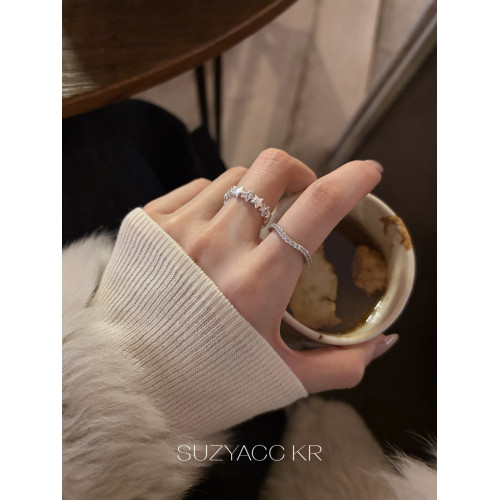 【新品限時2件88折】1.7 20點手工拉絲閃鑽星星戒指