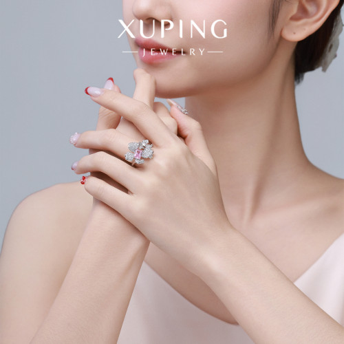 旭平【粉芯】璀璨鳶尾花型戒指時尚重工奢華高級感設計感優雅指環