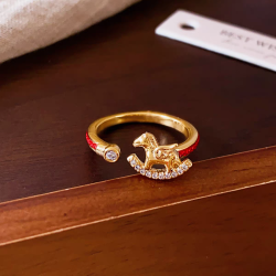 本命年馬年紅色招財轉運戒指女款高級感氣質百搭開口指環食指戒