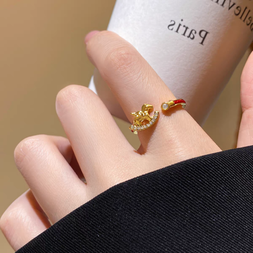 本命年馬年紅色招財轉運戒指女款高級感氣質百搭開口指環食指戒 本命年馬年紅色招財轉運戒指女款高級感氣質百搭開口指環食指戒