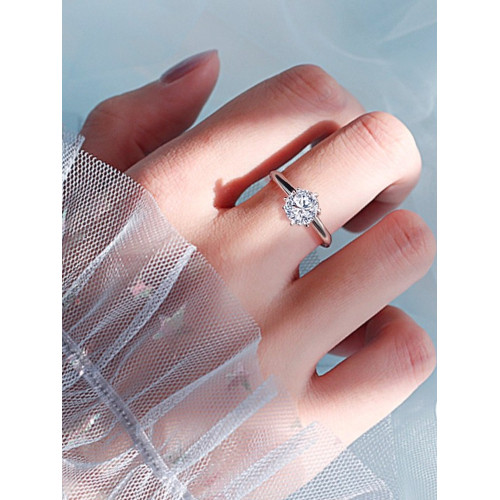 爆款女士戒指仿真1克拉六爪女款鑽戒活口閉口簡約情人節生日禮物 爆款女士戒指仿真1克拉六爪女款鑽戒活口閉口簡約情人節生日禮物