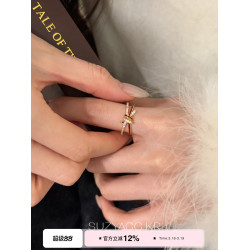 suzyacc kr紅色滴釉水鑽打結戒指輕奢氣質小衆高級感食指戒指環女