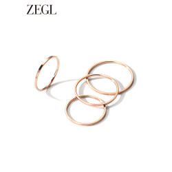 ZEGL玫瑰金素圈戒指女小衆設計輕奢曡戴套戒組合關節食指尾戒秋冬
