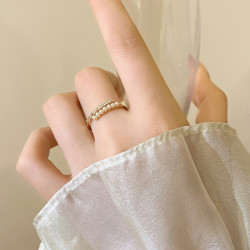 珍珠戒指女2026新款爆款食指環開口素圈輕奢高級感小衆設計裝飾品