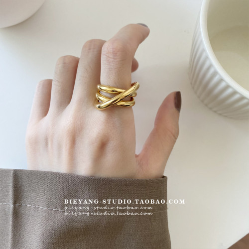 ZUORAN 韓風ins博主款設計多層個性百搭時尚氣質開口鈦鋼戒指R33