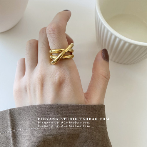 ZUORAN 韓風ins博主款設計多層個性百搭時尚氣質開口鈦鋼戒指R33