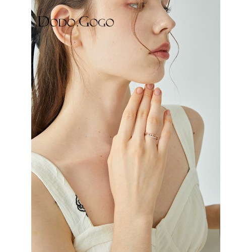 DODOGOGO關節戒指女輕奢小衆設計套戒食指戒網紅時尚個性素圈指環