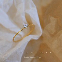 洗手免摘不掉色14K極細包金鈦鋼鑽戒簡約基礎迷你鋯石戒指女百搭