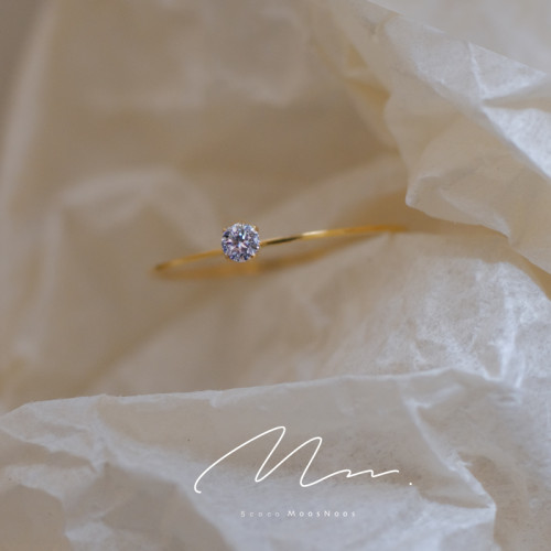 洗手免摘不掉色14K極細包金鈦鋼鑽戒簡約基礎迷你鋯石戒指女百搭