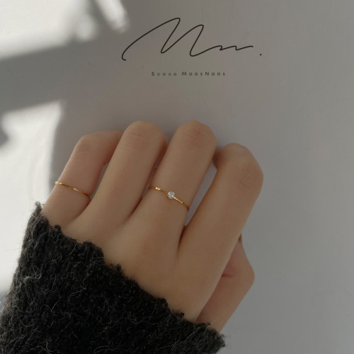 洗手免摘不掉色14K極細包金鈦鋼鑽戒簡約基礎迷你鋯石戒指女百搭