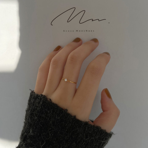 洗手免摘不掉色14K極細包金鈦鋼鑽戒簡約基礎迷你鋯石戒指女百搭