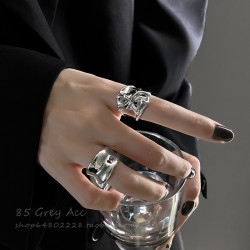 2026年新款鏡面開口戒指女ins小衆設計感食指戒網紅時尚嘻哈指環