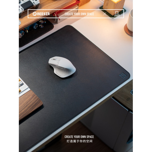 beesir簡約桌面細皮紋純色滑鼠墊皮革辦公電腦桌墊鍵盤墊超大防水