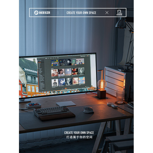 beesir簡約桌面細皮紋純色滑鼠墊皮革辦公電腦桌墊鍵盤墊超大防水