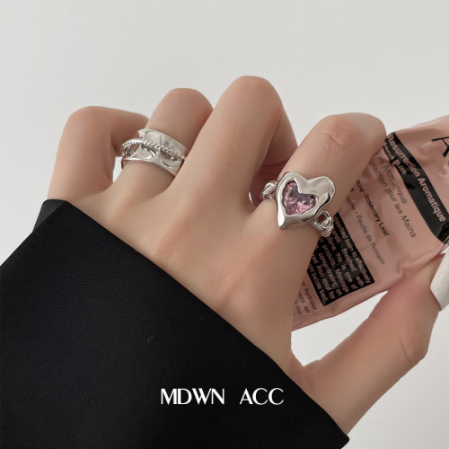 不規則愛心戒指女2025新款爆款復古時尚氣質桃心開口指環食指戒子