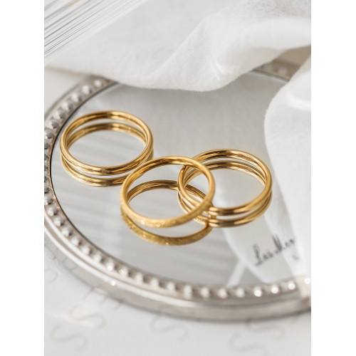 三件套！小衆輕奢簡約ins潮冷淡風磨砂素圈戒指女套裝精緻高級感