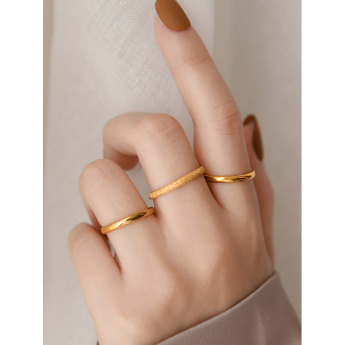 三件套！小衆輕奢簡約ins潮冷淡風磨砂素圈戒指女套裝精緻高級感