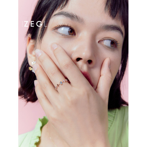 ZEGL日式輕奢彩色戒指女小衆設計春夏新款指環時尚個性食指尾戒