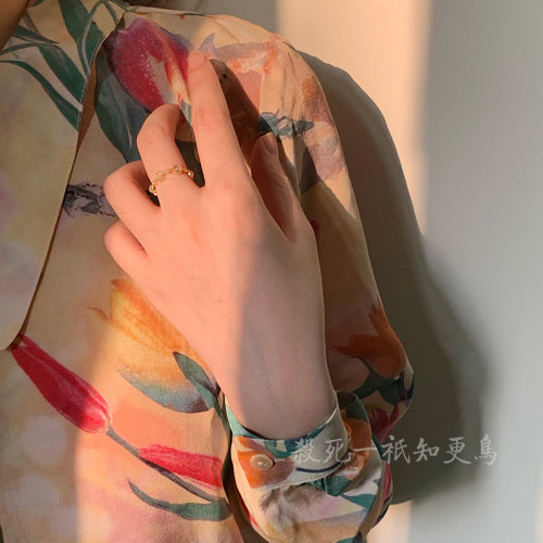 「知更鳥」歌劇院 戒指復古小衆巴洛克少女貓眼石法式開口可調節