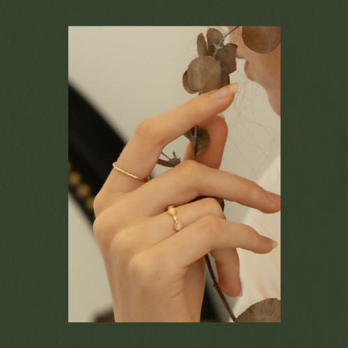 AIR-HORIZON日式輕奢貓眼石戒指小衆設計開口戒高級感食指戒女款