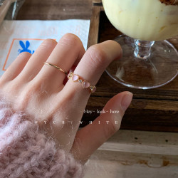 「初戀這件小事」輕奢百搭粉色貓眼戒指小衆設計感個性指環開口