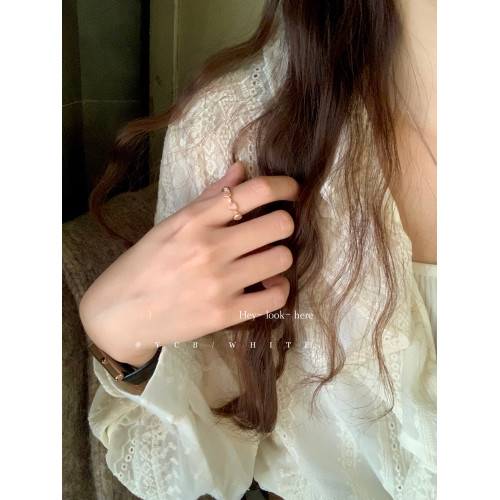 「初戀這件小事」輕奢百搭粉色貓眼戒指小衆設計感個性指環開口