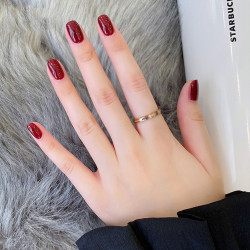 英國 【設計師】Cookie Kiss簡約素圈字母戒指女18K玫瑰金食指戒