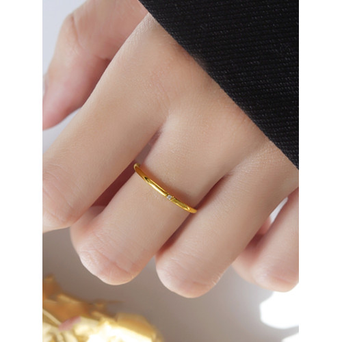 網紅極細~戒指女小衆設計高級感輕奢鋯石鈦鋼不掉色細戒素圈尾戒 網紅極細~戒指女小衆設計高級感輕奢鋯石鈦鋼不掉色細戒素圈尾戒