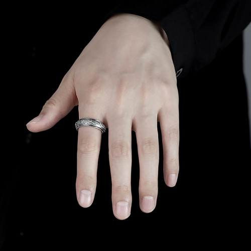 貔貅可轉動鈦鋼戒指男潮高級感單身潮流個性復古食指指環小衆女生 貔貅可轉動鈦鋼戒指男潮高級感單身潮流個性復古食指指環小衆女生