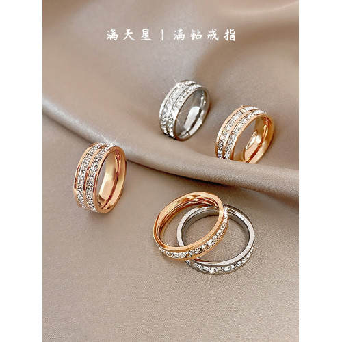 滿天星戒指女小衆設計情侶對戒滿鑽鈦鋼戒指女ins潮冷淡風食指環