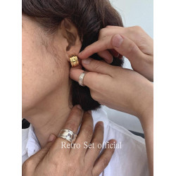 韓國博主feve同款925銀coldframe寬版窄版花瓶戒指耳釘女簡約高級