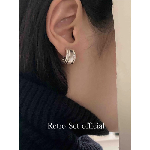 韓國博主feve同款925銀coldframe寬版窄版花瓶戒指耳釘女簡約高級