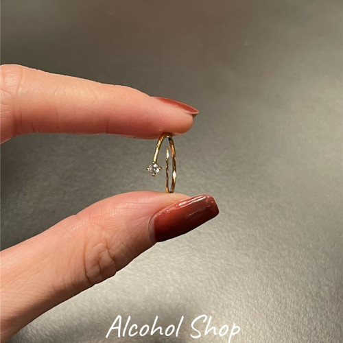 Alcohol Shop自製s925通體鍍銀鋯石精緻小衆極簡流星極細開口尾戒