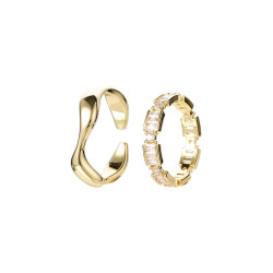 VOYAGE兩件套輕奢金色戒指女小衆設計高級感食指女生指環對戒情侶