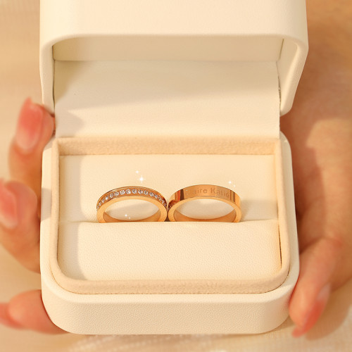 滿天星&素戒戒指情侶對戒一對18K玫瑰金關節新款爆款輕奢高級感 滿天星&素戒戒指情侶對戒一對18K玫瑰金關節新款爆款輕奢高級感